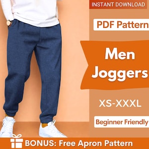 Men Jogger Pattern, XS- XXXL, Jogger Patterns, Sweatpants pattern for men, Men pants pattern, Men Patterns, Sewing Patterns, Joggers