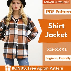 Jacket Sewing Pattern,  Shirt Sewing Pattern, Women Pattern, Shacket sewing pattern, Shirt Jacket Pattern,  Button Up Shirt Women Pattern