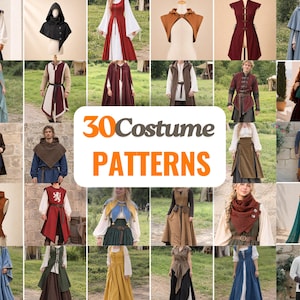 30 Costume Sewing Patterns | Tabard Patterns | Medieval Sewing Pattern | Cosplay Pattern | Elven Patterns | Ren Faire Sewing Patterns