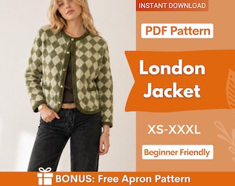 Jacket Sewing Pattern for Women, Women Sewing Pattern, Fleece Jacket, Button Jacket, Beginner Sewing Pattern, Sewing Pattern, Women Coat