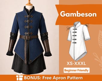 Medieval Gambeson Pattern | Medieval Tunic Pattern | Warrior Robe Pattern | Costume Sewing Pattern | Fantasy Pattern | Medieval Pattern