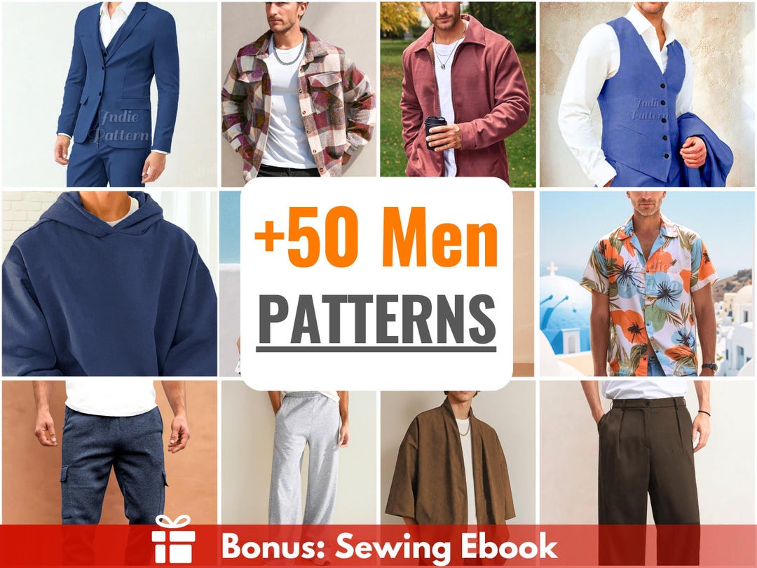 50+ Men Patterns Bundle | Men Sewing Patterns | Men Shorts | Men Jacket | Men Pants | Men 