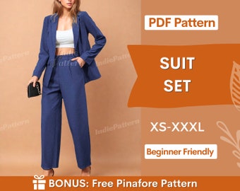 Suit Set Sewing Pattern | Blazer Sewing Pattern | Pants Pattern Women | Suit Pants Pattern |  Women Sewing Pattern | Suit Patterns Women