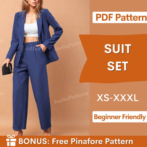 Suit Set Sewing Pattern | Blazer Sewing Pattern | Pants Pattern Women | Suit Pants Pattern |  Women Sewing Pattern | Suit Patterns Women