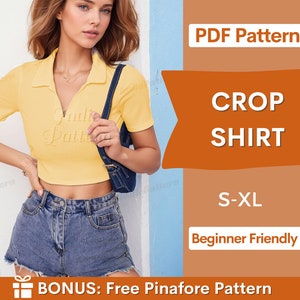 Crop Top Pattern | PDF Instant Download | Women's Cropped Tee | Crop Tee Pattern | Women Pattern | Crop Top Sewing Pattern PDF