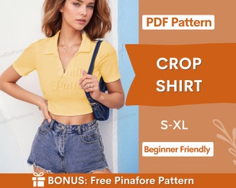 Crop Top Pattern | PDF Instant Download | Women's Cropped Tee | Crop Tee Pattern | Women Pattern | Crop Top Sewing Pattern PDF