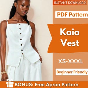 Trendy Weste Schnittmuster, Top Schnittmuster, Schnittmuster Frauen, Anzug Weste, Button Up Top, Top Schnittmuster für Frauen, Frauen Weste Muster
