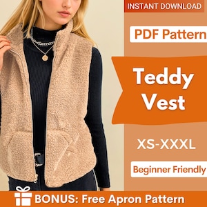 Padrão de Costura de Colete Teddy para Mulheres | Padrões de Costura | Padrão Feminino | Padrão de Costura de Jaqueta | XS-XXXL