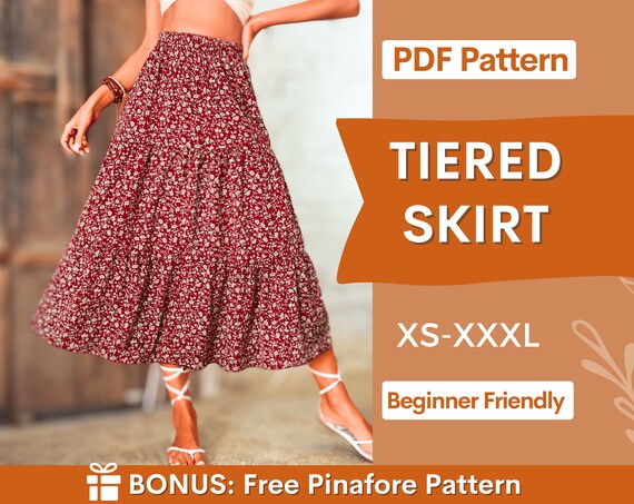 Tiered Skirt Sewing Pattern for Women PDF Skirt PDF Sewing Pattern