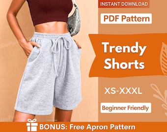 Jogger Shorts Pattern | Women Shorts Pattern | Shorts Sewing Pattern | Elastic Waistband Shorts |Wide Leg Shorts for Women | Joggers Pattern