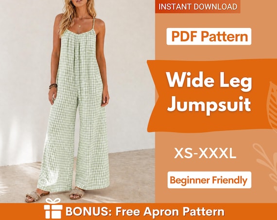 Wide Leg Jumpsuit Sewing Pattern | Women Pattern | Overalls Pattern | Jumpsuit Pattern | Women Jumpsuits | Sewing Patterns |