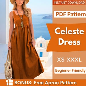 Sleeveless Dress Sewing Pattern | Summer Dress Pattern | Beginner Dress Pattern | Women Dress | Patterns for Women, Maxi Dress Long Dress