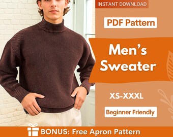 Men Sweater Sewing Pattern, Sweatshirt Pattern Men, Men Sewing Patterns, Beginner Men Pattern, Men Sweater Sweatshirt Men Top Sewing Pattern