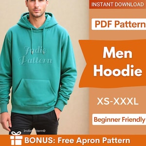 Männer Hoodie Schnittmuster, Hoodie Schnittmuster für Männer, XS- XXXL , Sweatshirt Schnittmuster, Männer Schnittmuster, Loungewear Schnittmuster, Schnittmuster für Männer Bild 1