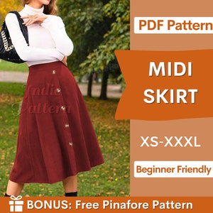 Skirt Pattern, Sewing Patterns, Sewing patterns for Women, Skirt Patterns for Women, Long Skirt, Womens Skirt Pattern, Midi Skirt Pattern,