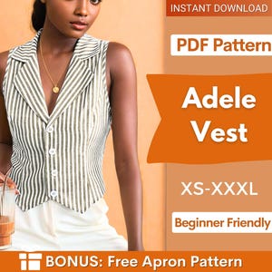 Vest Sewing Pattern, Waistcoat Pattern, Sewing Patterns, Women Vest Sewing Pattern, Blazer Women, Trendy Vest, Vest with Collar Pattern