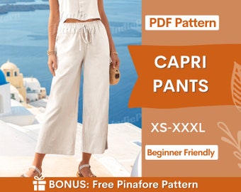 Summer Pants Pattern for Women | Cpri Wide Leg Pants Pattern | Crop Pants Pattern | Sewing Patterns | Women Pattern Pants Trousers