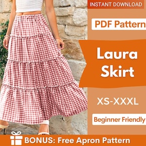 Maxi Skirt Pattern | Skirt Sewing Pattern | Women Skirt Pattern | Sewing Patterns | Women Sewing Pattern, Long Skirt Pattern, Tiered Skirt
