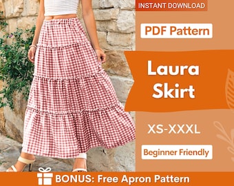Maxi Skirt Pattern | Skirt Sewing Pattern | Women Skirt Pattern | Sewing Patterns | Women Sewing Pattern, Long Skirt Pattern, Tiered Skirt