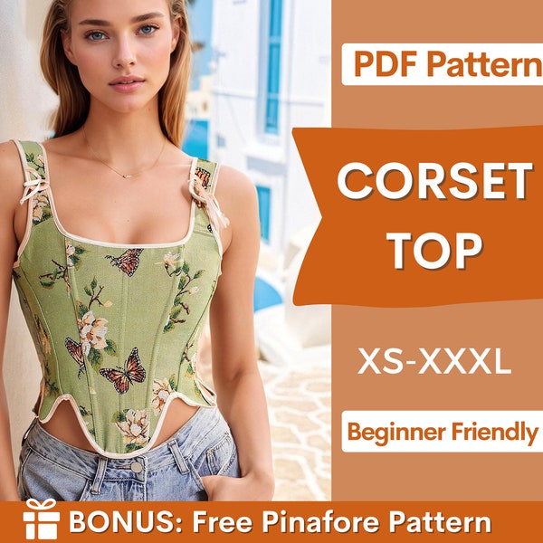 Corset Top Pattern | Corset Pattern | Cottagecore corset pattern | Corset Sewing Pattern | Sewing Patterns  | Women Sewing Pattern Corset