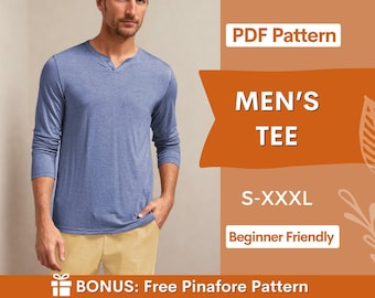 Sewing Pattern for Men PDF | Instant Download | Tee Sewing Pattern Men | TShirt Pattern for Men | Men Shirt Sewing Pattern | S-XXXL
