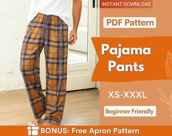 Patron de pantalon de pyjama homme, Patron de pyjama, Patron de pantalon de pyjama, Patron de couture de pantalon de détente PDF, Patron de couture pour homme, Patrons de couture homme