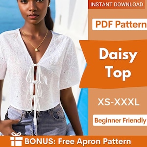 Front Tie Top Pattern | Summer Top Pattern | Blouse Pattern | Sewing Pattern Women | Top Pattern | Easy Top Beginner Pattern Front Tie Top