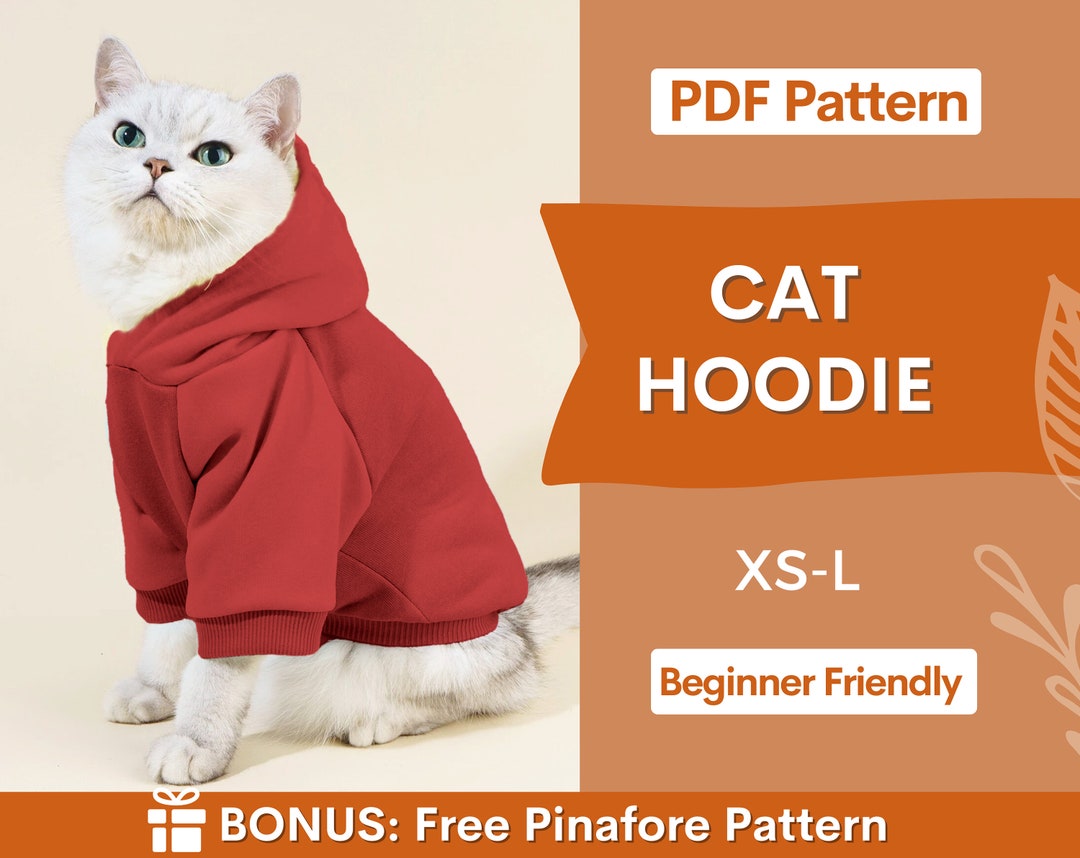 Cat Pattern, Cat Hoodie Sewing Pattern, Sewing Pattern Pet, Pattern for