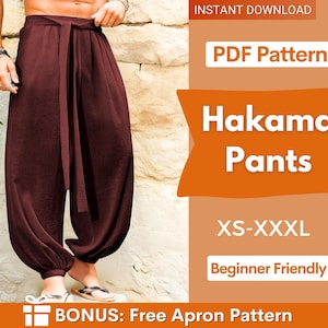 Hakama Pants Sewing Pattern for Men | Japanese Pants Pattern | Men Joggers Pattern | Sewing Pattern for Men | Balloon Pants Men