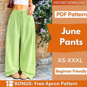 Patrón de pantalón ancho elástico / Patrón de costura de pantalón palazzo para mujer / Patrón de pantalón / Patrón de costura para mujer / Pantalón palazzo para mujer