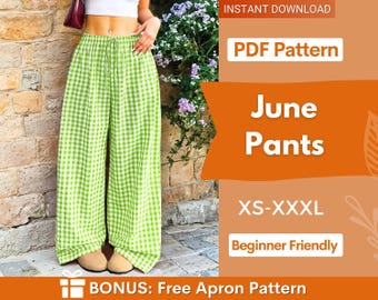 Elastic Wide Pants Pattern | Palazzo Pants Sewing Pattern for Women | Pants Pattern | Women Sewing Pattern | Women Palazzo Pants Trousers