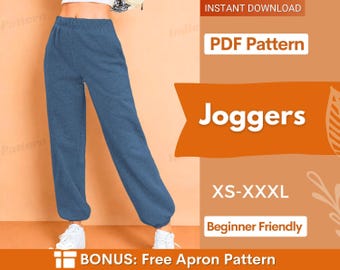 Easy Joggers Pattern, Jogger Sewing Patterns, Sewing Pattern Pants Women, Easy Joggers, Gym Pants, Sweatpants, Jogger Trouser Sewing Pattern