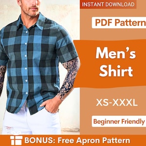 Shirt Sewing Pattern for Men, Men Sewing Pattern, Shirt Pattern, Short Sleeve Shirt Pattern for Men, Men PDF Pattern, Sewing Pattern PDF Men
