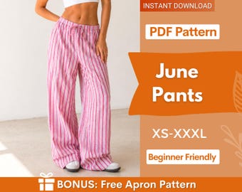 June Pants Sewing Pattern | Palazzo Pants Sewing Pattern for Women | Pants Pattern | Women Sewing Pattern | Wide Leg Pants Pattern