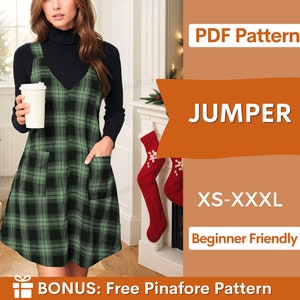 Dress Pattern - Jumper Pattern - Pinafore pattern - Pinafore dress pattern - Jumper Dress Pattern - Sewing Pattern - Women sewing pattern