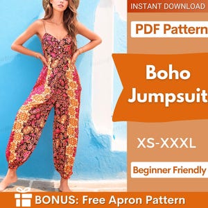 Jumpsuit Sewing Pattern | Dungaree Pattern | Womens Jumpsuit Pattern | Sewing Patterns PDF Patterns | XSS-XXXL | Beginner Sewing Pattern