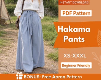 Hakama Pants Pattern for Women | Japanese Pants Pattern | Women Pants Pattern | Sewing Pattern for Women | Trousers Pattern