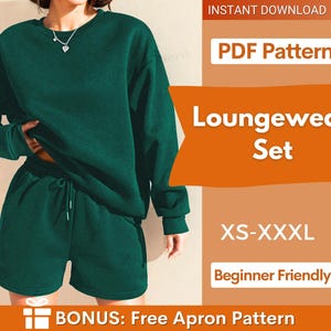 Loungewear Set Schnittmuster für Frauen, Schnittmuster, Lounge Set Schnittmuster, Sweatshirt Schnittmuster, Schnittmuster für Frauen, Shorts Schnittmuster