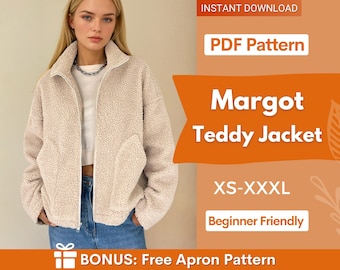 Patron de veste pour femme, Patron de couture femme, Patron de veste avec doublure, Veste zippée, Patron de couture pour débutants, Patron de veste