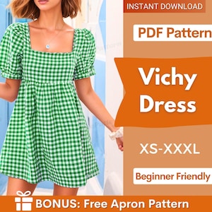 Smock Kleid Schnittmuster, Milchmädchen Kleid Schnittmuster, Frauen Schnittmuster, einfaches Kleid Schnittmuster, Smock Schnittmuster, Puffärmel Kleid Schnittmuster