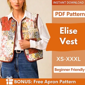 Vest Sewing Pattern | Front Tie Top Pattern | Vest Pattern | Top sewing pattern | Women Sewing Patterns | Quilted Vest | Patchwork Vest