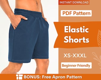 Shorts Pattern for Men | Men Sewing Pattern | Elastic Waistband Shorts Men Sewing Pattern | Pattern Shorts Men | Sport Shorts Beginner