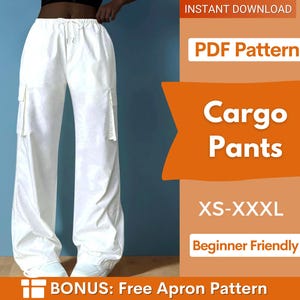 Cargo Pants Pattern, Pants Pattern, Women Wide Leg Pants Sewing Pattern, Sewing Pattern Women, Pants with Pockets, Cargo Trousers