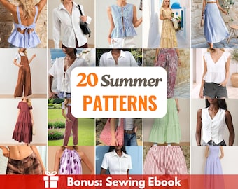 Letni pakiet wzorów +20 | Wzory do szycia dla kobiet | Wzory dla początkujących | Wzór na sukienkę | Wzory na spodnie | Wzór na spódnicę | Wzór na szorty