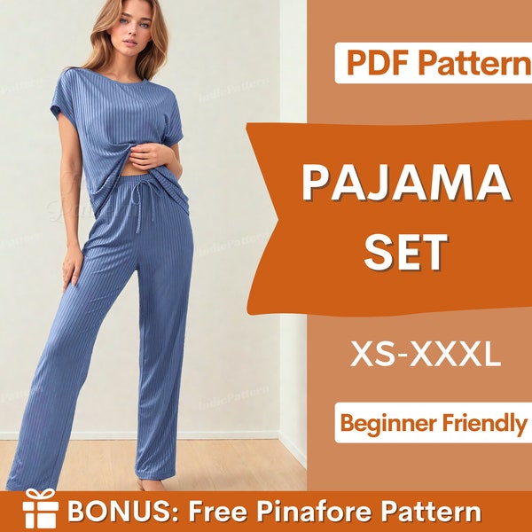 Pyjama Set Patroon | Nachtkledingpatroon voor dames PDF, pyjama-nachtkleding, nachtjaponpatroon, damespyjamapatroon, PJ-patroon dames naaien