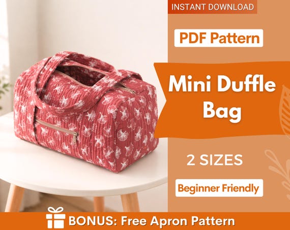 Mini Duffle Bag Pattern | Make Up Bag Sewing Pattern | Beginner Pattern | Travel Bag Pattern |  Bag Sewing Pattern | Beginner Bag Pattern