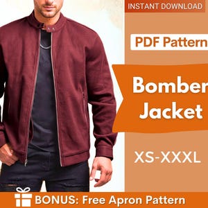 Men Bomber Jacket Pattern, Jacket Sewing Pattern for Men, Men Sewing Pattern, Pattern Men,  Sewing Pattern Jacket Coat Bomber Men