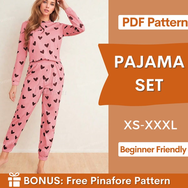 Pyjamasetpatroon voor dames | Nachtkleding patroon, pyjama nachtkleding patroon, nachtjapon naaipatroon, vrouwen pyjama patroon, PJ patroon vrouwen