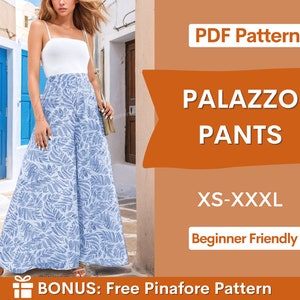 Patron de couture de pantalons palazzo pour femmes | Patron de pantalon Palazzo | Patron de pantalon large, Patron de pantalon, Patrons de couture, Patron de couture femme