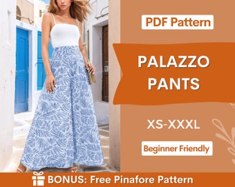 Women Palazzo Pants Sewing Pattern | Palazzo Pants Pattern | Wide Leg Pants Pattern, Trousers Pattern, Sewing Patterns, Women Sewing Pattern